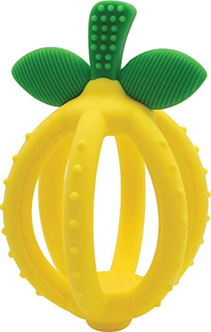 Teething Ball & Training Toothbrush – Silicone, BPA-Free Bitzy Biter Lemon-Shaped Teething Ball Featuring Multiple Textures to Soothe Gums and an Easy-to-Hold Design, Lemon