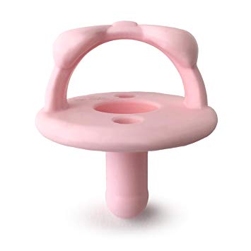 Sweetie Soother Pacifier Set of 2 - Silicone Newborn Pacifiers with Collapsible Handle & Two Air Holes for Added Safety; Set of 2 in Light Pink & Dark Pink, Ages Newborn & Up