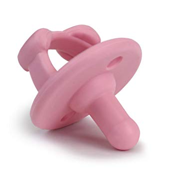 Sweetie Soother Pacifier Set of 2 - Silicone Newborn Pacifiers with Collapsible Handle & Two Air Holes for Added Safety; Set of 2 in Light Pink & Dark Pink, Ages Newborn & Up